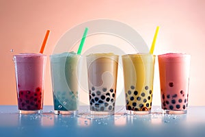 Teamilk tea with bubbles. Generative ai