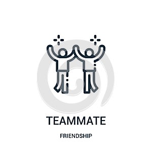 teammate icon vector from friendship collection. Thin line teammate outline icon vector illustration. Linear symbol for use on web photo