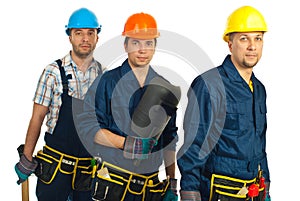 Teamwork of builders men