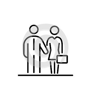 Teamwork business people icon simple line flat illustration