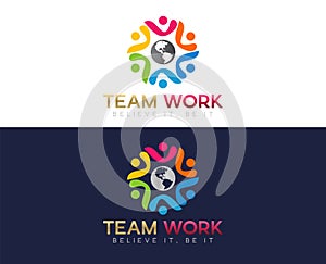 Teamwork or charity logo design vector templates