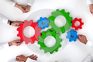 Teamwork with cogs of business