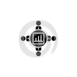 Teamwork collaboration black icon concept. Teamwork collaboration flat vector symbol, sign, illustration.
