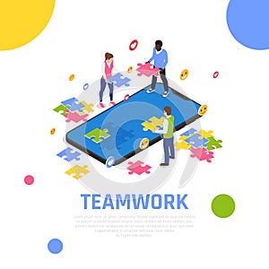 Teamwork Collaboration Isometric Composition