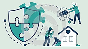 Teamwork Collaboration and Puzzle Solution, vector design Generative AI