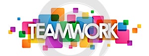 TEAMWORK colorful overlapping squares banner