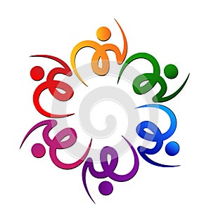 Teamwork colorful swooshes flower logo photo