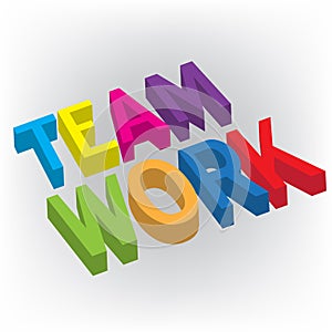 Teamwork colorful word 3D vector illustration design id card image