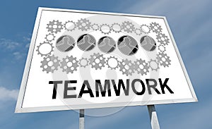 Teamwork concept on a billboard