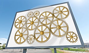 Teamwork concept on a billboard