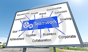 Teamwork concept on a billboard