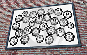 Teamwork concept on a billboard