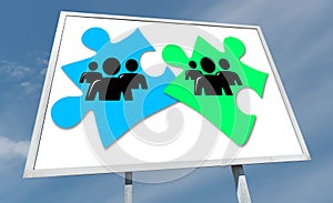 Teamwork concept on a billboard