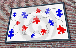 Teamwork concept on a billboard