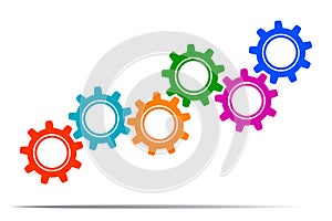 Teamwork, concept business success, colored set gear icon illustration