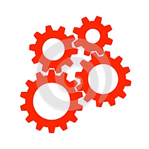 Teamwork, concept business success, red set gear icon illustration - vector