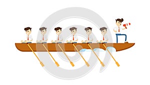 Teamwork concept with businessmen in boat icon