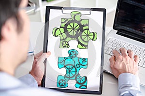 Teamwork concept on a clipboard