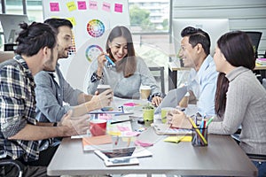 Teamwork Concept. Collaboration Team Meeting Communication with Business Teamwork Working Together in Conference Room. Top view of