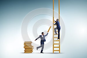 Teamwork concept with colleagues helping each other