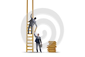 Teamwork concept with colleagues helping each other