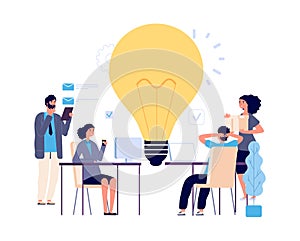 Teamwork concept. Creative idea, working process vector illustration. Flat business characters, brainstorm