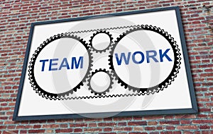 Teamwork concept on a billboard
