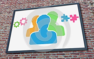 Teamwork concept on a billboard