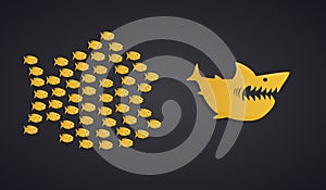 Teamwork Concept - Fish Swarm Formation
