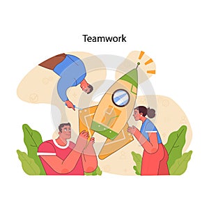 Teamwork concept. Flat vector illustration