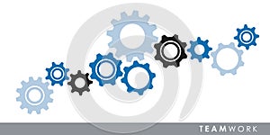 Teamwork concept with gears cogs