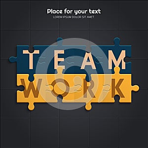 Teamwork concept. Illustration of connected puzzle pieces. Vector.