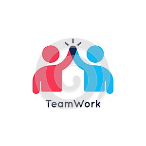 Teamwork concept logo. Team work icon on white