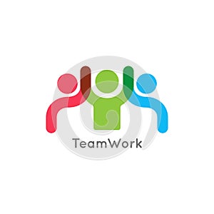 Teamwork concept logo. Team work icon on white