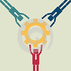 Teamwork concept. Partnership concept with connection of gear. Vector illustration