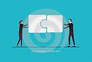 Teamwork concept with puzzle pieces vector illustration