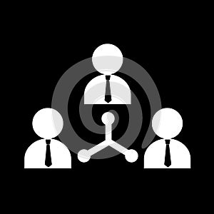 Teamwork concept, working together for three people for web icons on a black background