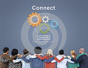 Teamwork with connect interaction concept