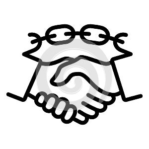 Teamwork or cooperation handshake icon, chain vector illustration
