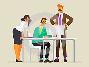 Teamwork. Create a project. Business people work. Vector illustration