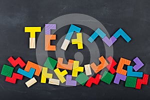 Teamwork creative concept concept jigsaw on the blackboard