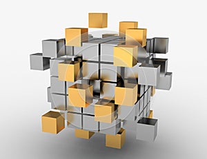 Teamwork cubes concept.3d illustration