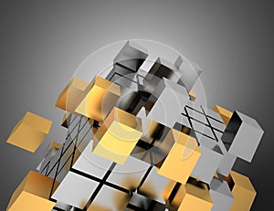 Teamwork cubes concept.3d illustration