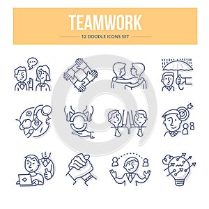 Teamwork Doodle Icons