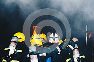 Teamwork Of Firefighters Training