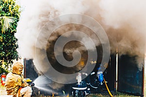 Teamwork Of Firefighters Training