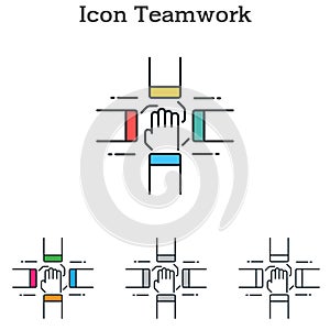 Teamwork flat icon design for infographics and businesses