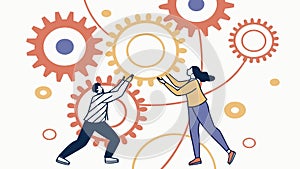 Teamwork & Gears Collaboration, Business Solution Concept, vector design Generative AI