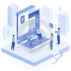 Teamwork on Giant Laptop