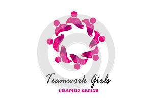 Teamwork girl fitness yoga spa sporting logo